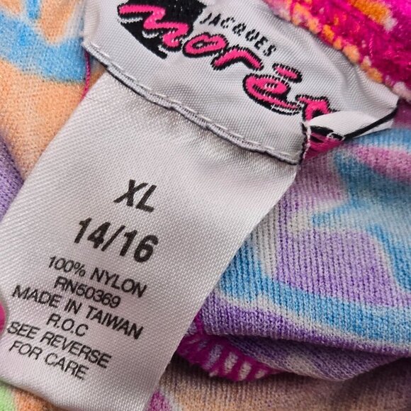 Vintage 90s Neon Abstract Tank Top Spandex Romper Jumpsuit Girls - Picture 3 of 12